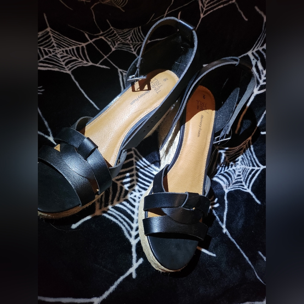 Black Wedge Heels